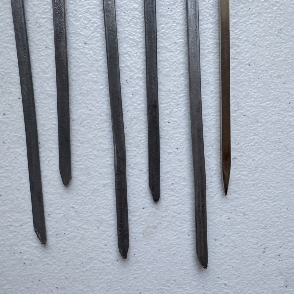 Vintage Turkish Brass Stainless Kebab Animal Harp Coin Skewers Set Of 6 - Picture 3 of 4